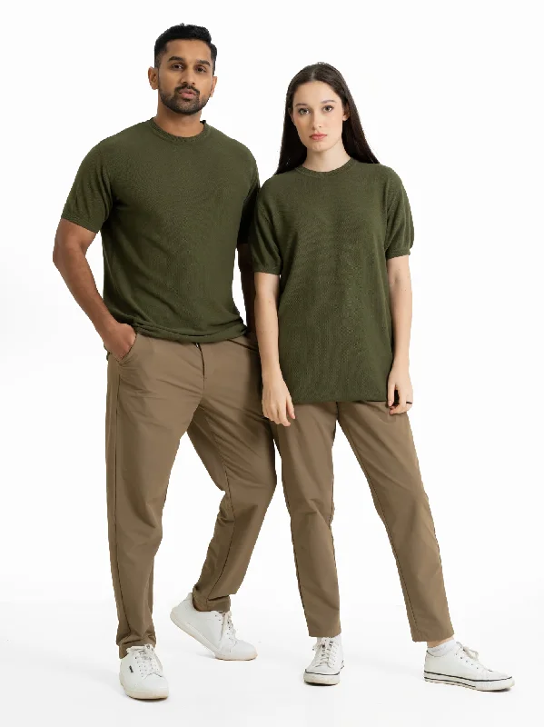 DEEDAT PORTOFINO Tee Shirt - Olive-- Anti-Pilling Machine Wash Handmade