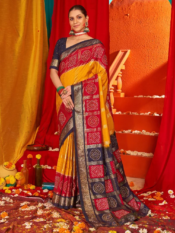 Women's Tussar Silk Navy Blue Woven Design Designer Saree With Blouse Piece Pastel Color Blouse