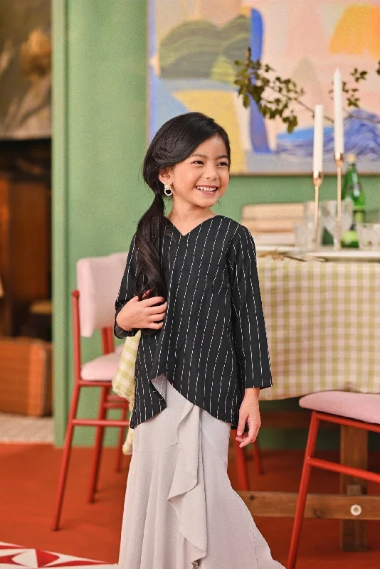 The Capai Caya Blouse - Black Pinstripe Delicate Pleat Blouse