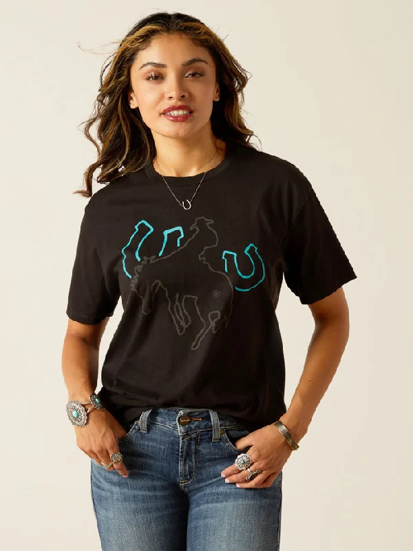Ariat 10051769 Womens Riders Club T-Shirt Black-- Chenille Blend Fleece Blend Nylon Blend