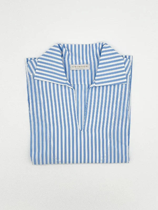 THE COTTON CAPRI SHIRT | CIELO STRIPES-- Fleece Fabric Down Fabric Feather Fabric