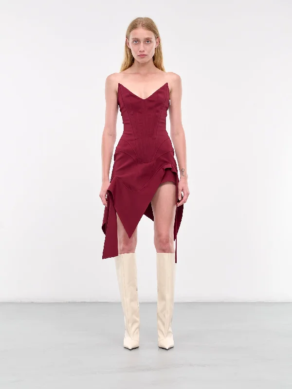Draped Mini Dress (24F1R01661470-BLOOD-RED) Comfortable Polka Dot Mini Dress
