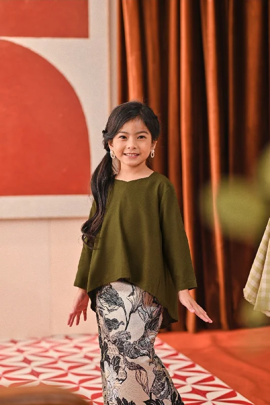 The Capai Foxy Blouse - Olive Classic Minimalist Blouse