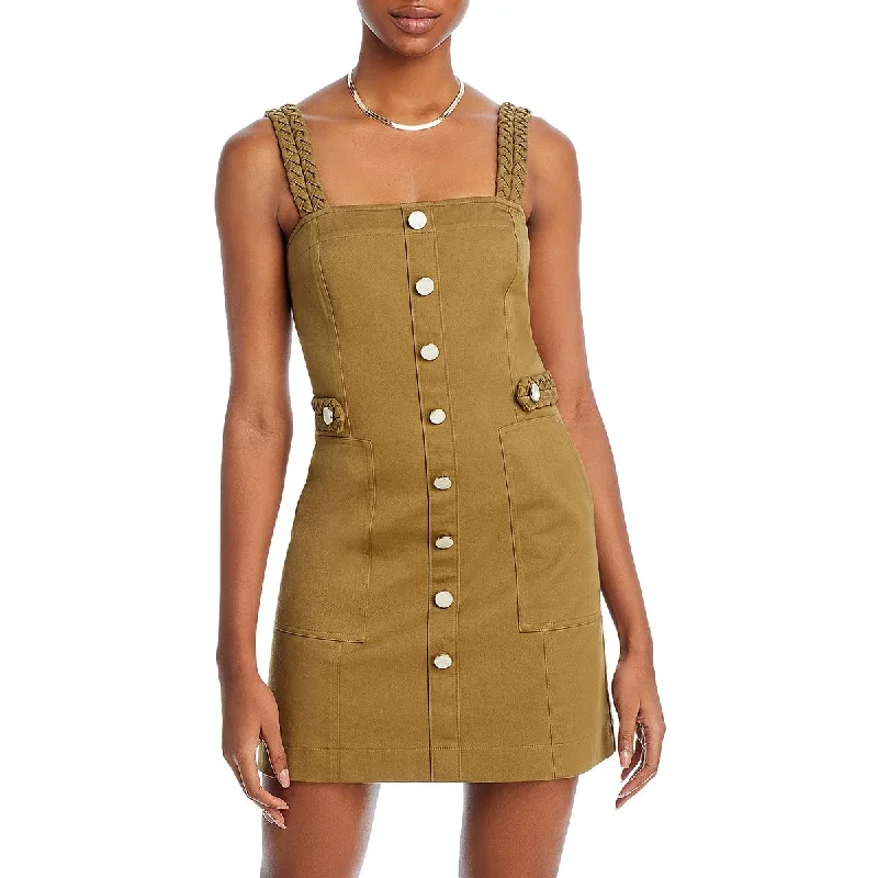 Naiyah Womens Utility Sheath Mini Dress Chic Mini Dress with V-Neck