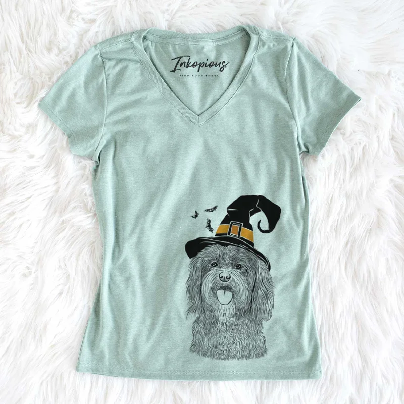 Witch Sophie the Havanese - Women's V-neck Shirt-- Anti-Shrink Durable Soft