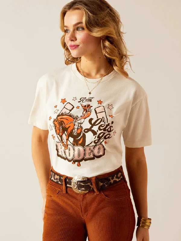Ariat 10047924 Womens Let's Rodeo T-Shirt Off White-- Mesh Canvas Denim