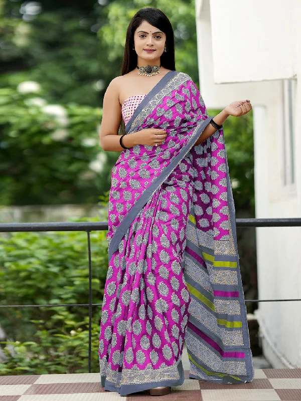 Women's Cotton Beige Printed Designer Saree With Blouse Piece Feminine Tie Blouse