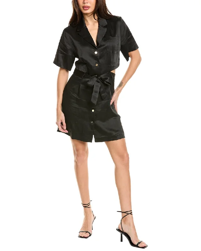 Sandro Cutout Linen-Blend Mini Dress Fashionable Mini Dress with Frills
