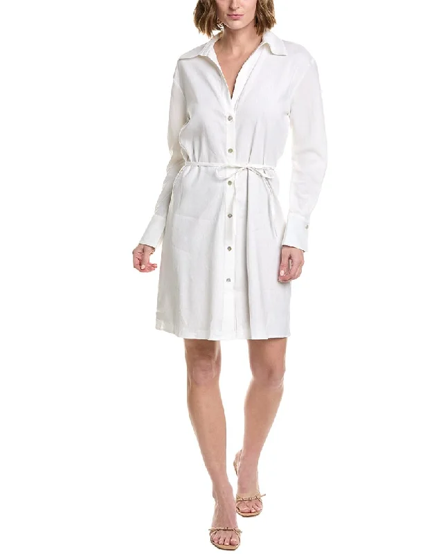 Vince Tie-Back Linen-Blend Mini Dress Stylish Short-Sleeve Mini Dress