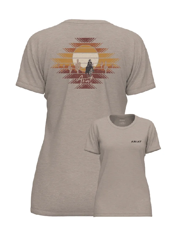Ariat 10047636 Womens Durango Desert T-Shirt Oatmeal Heather-- Polka Dot Checkered Tartan