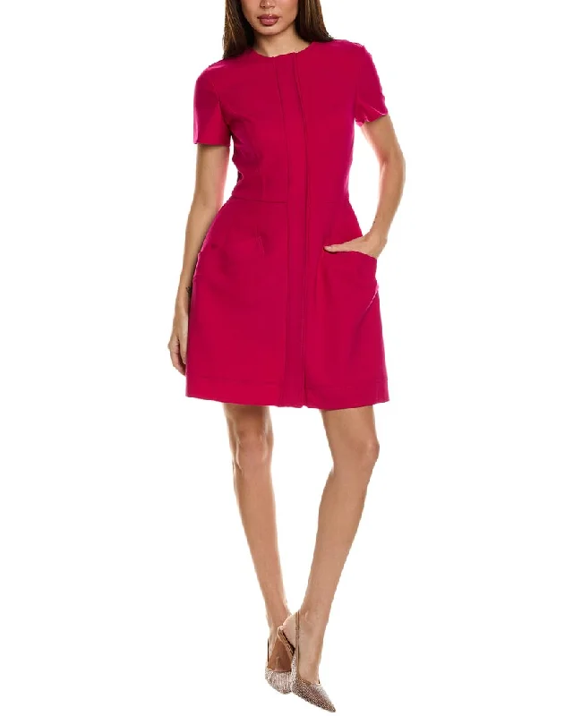 Oscar De La Renta Wool-Blend Mini Dress Fashionable Boho-Chic Mini Dress