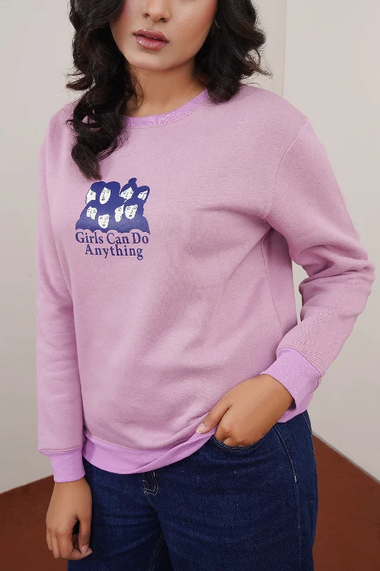 Women Relax Fit Empowerment Sweat Shirt-- Hooded Caped Shawl Collar