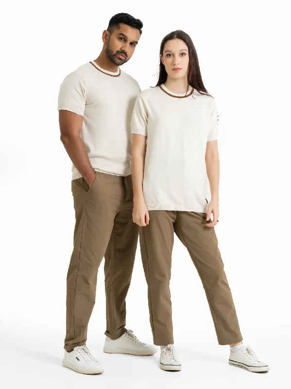 DEEDAT PORTOFINO Tee Shirt - White-- Notch Collar Peter Pan Collar Cowl Neck