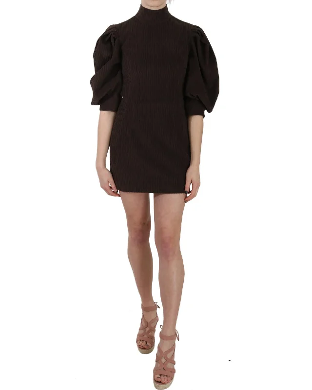 Dolce & Gabbana  Ribbed Corduroy Mini Dress Comfortable Zip-Up Mini Dress