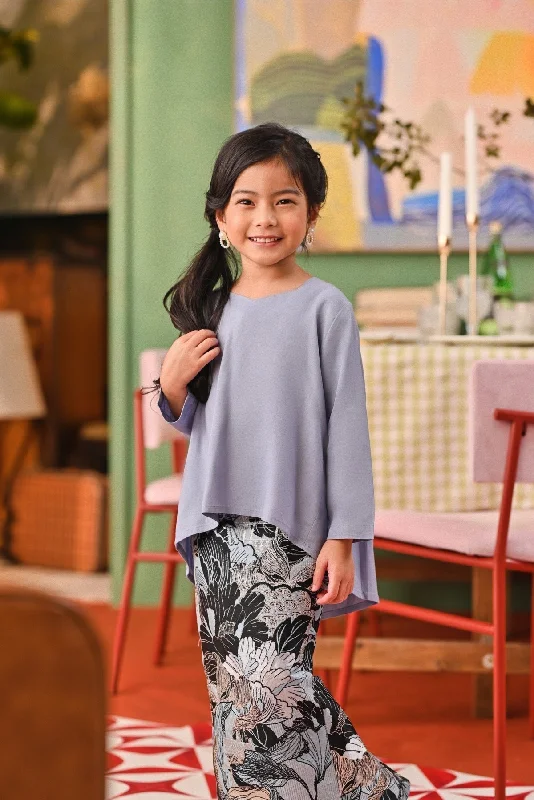 The Capai Foxy Blouse - Light Pigeon Blue Casual Stripe Blouse