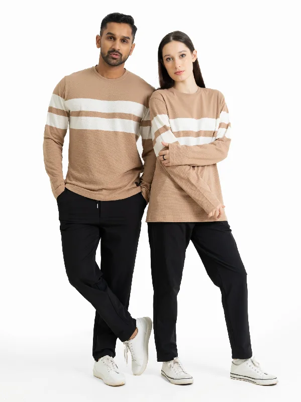 DEEDAT PORTOFINO Tee Shirt -Beige & Off White -- Basic T-Shirt Crew Neck Short Sleeve DEEDAT PORTOFINO Tee Shirt -Beige & Off White -- Basic T-Shirt Crew Neck Short Sleeve