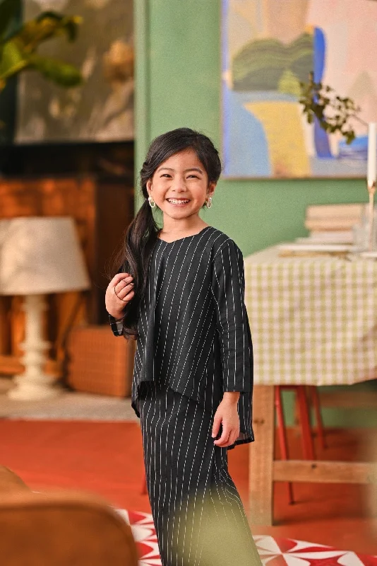 The Capai Foxy Blouse - Black Pinstripe Floral Print Blouse