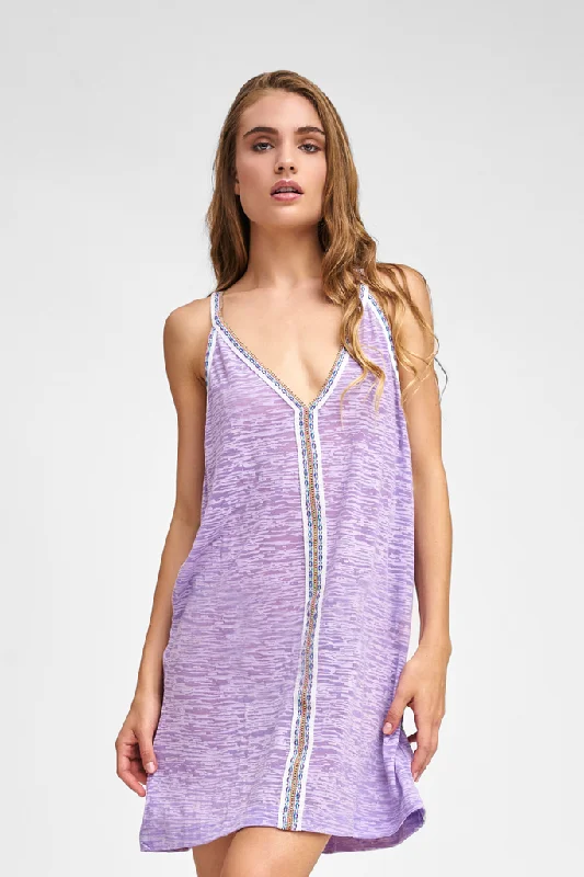 Purple Beach Cover Up Mini Dress - Pitusa Mini Sundress Lavender Comfortable Casual Mini Dress