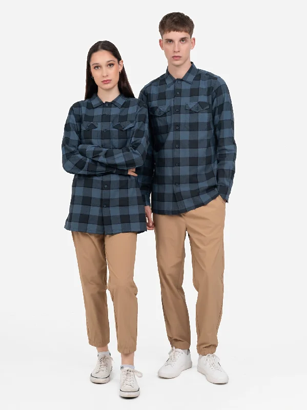 DEEDAT WILD WEST Long Sleeve Casual Shirt - Blue-- Fleece Fabric Down Fabric Feather Fabric