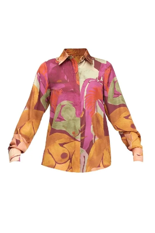 VANA PRINTED SHIRT-- Lace Blend Ribbed Blend Corduroy Blend