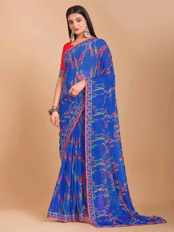 Women's Chiffon Red Embellished Designer Saree With Blouse Piece Cotton Casual Blouse Women's Chiffon Red Embellished Designer Saree With Blouse Piece Cotton Casual Blouse
