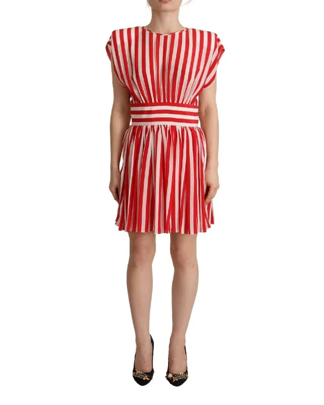 Dolce & Gabbana  Red and White Striped Mini Dress Trendy Cut-Out Mini Dress