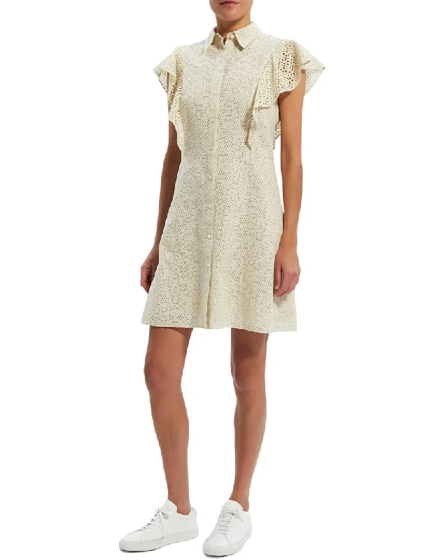 Theory Ruffle Mini Dress Stylish Puff Sleeve Mini Dress
