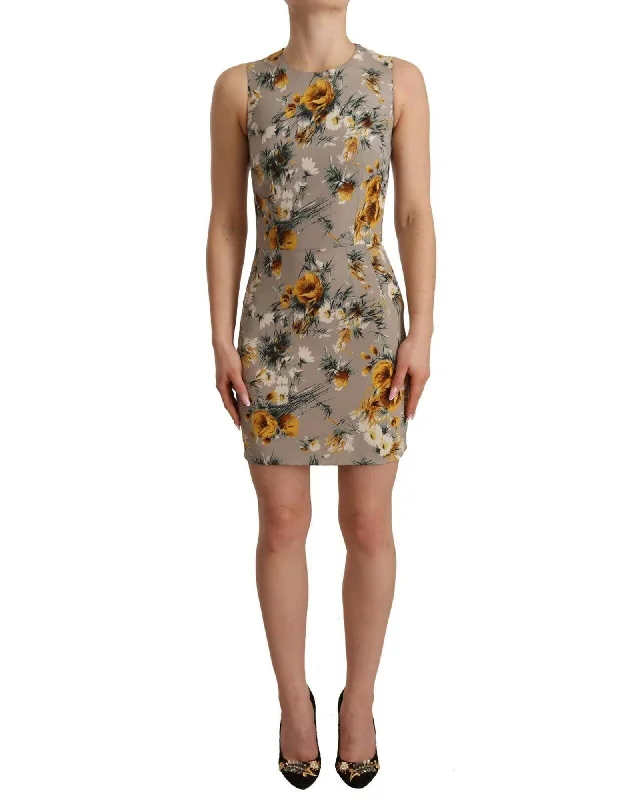Dolce & Gabbana  Floral Print Silk Mini Dress for Women Stylish Sweetheart Neck Mini Dress