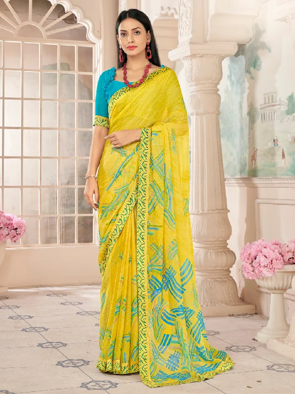 Women's Chiffon Blue Embellished Designer Saree With Blouse Piece Feminine Tie Blouse Women's Chiffon Blue Embellished Designer Saree With Blouse Piece Feminine Tie Blouse