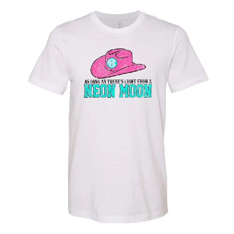 Monogrammed 'Neon Moon' Premium T-Shirt-- Silk Blend Satin Velvet