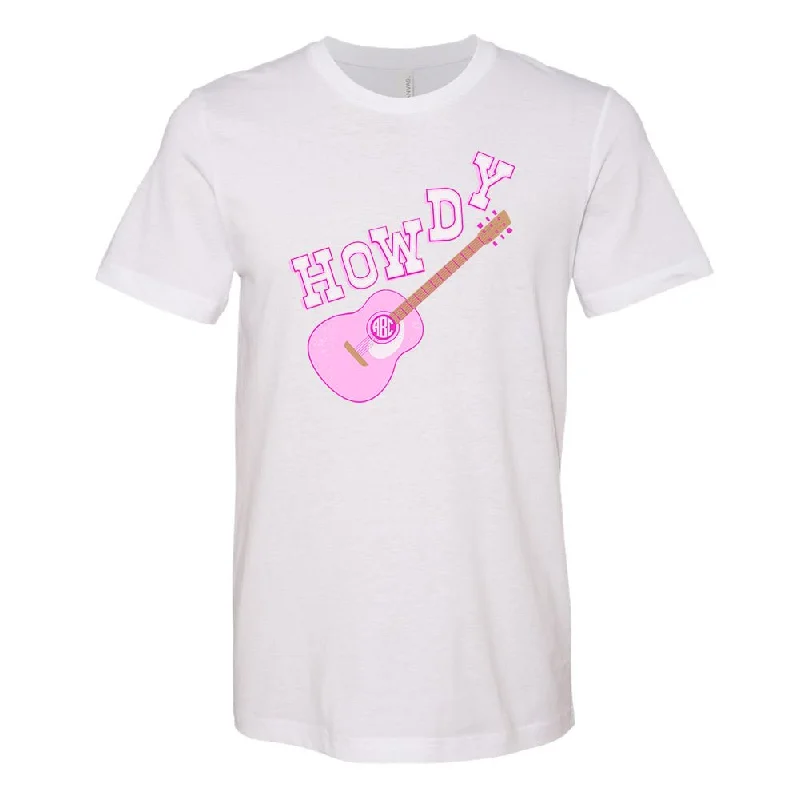 Monogrammed 'Guitar Howdy' Premium T-Shirt-- Cozy Warm Stylish