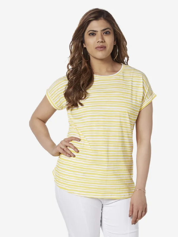 Gia Curve Yellow Striped Bella T-Shirt-- Casual Formal Business