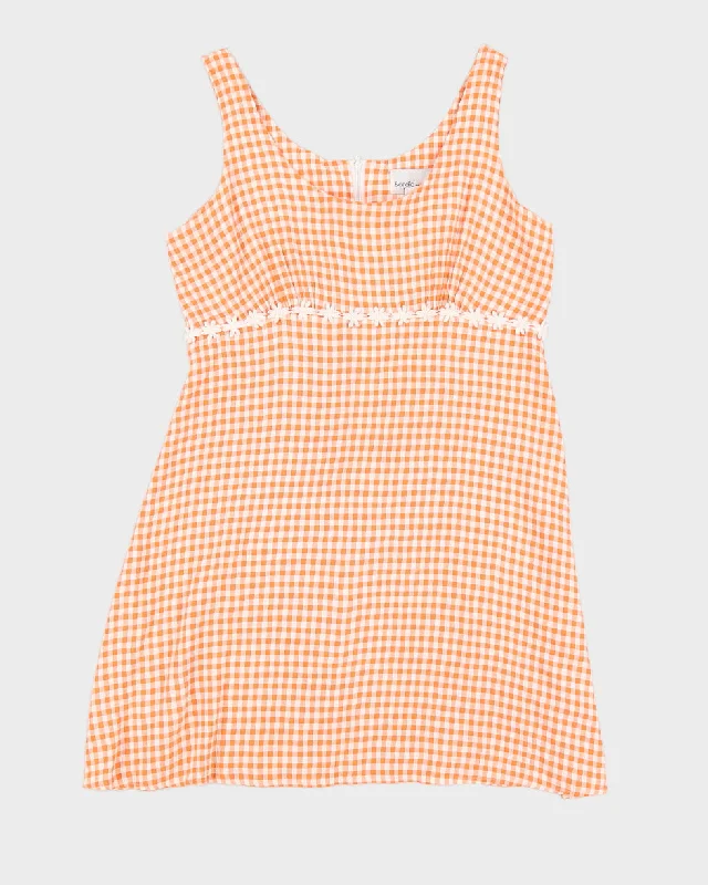 Vintage 90s Blondie & Me Orange Gingham Mini Dress - L Classic Black Mini Dress