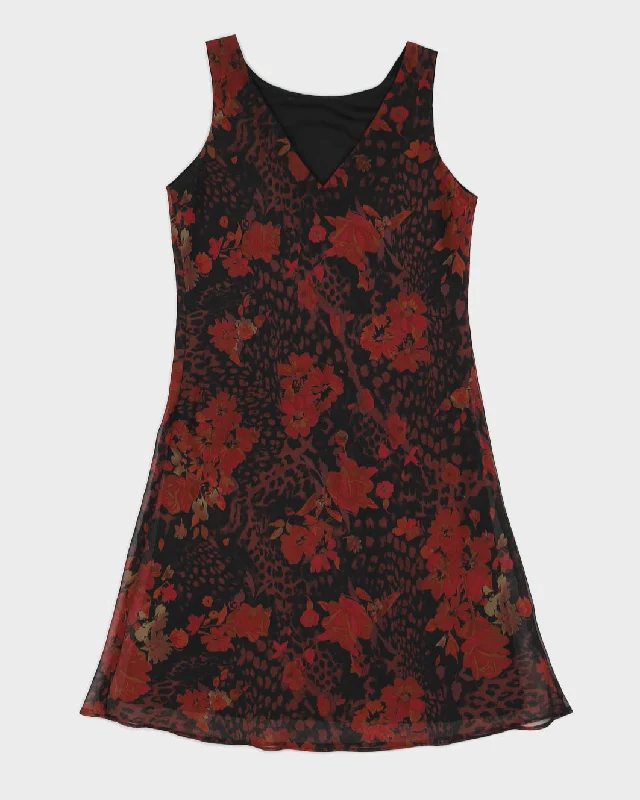 Vintage 90s Alyn Paige Floral Leopard Mini Dress - S/M Fashionable A-Line Mini Dress