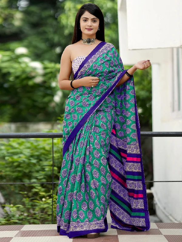 Women's Cotton Beige Printed Designer Saree With Blouse Piece Cotton Casual Blouse