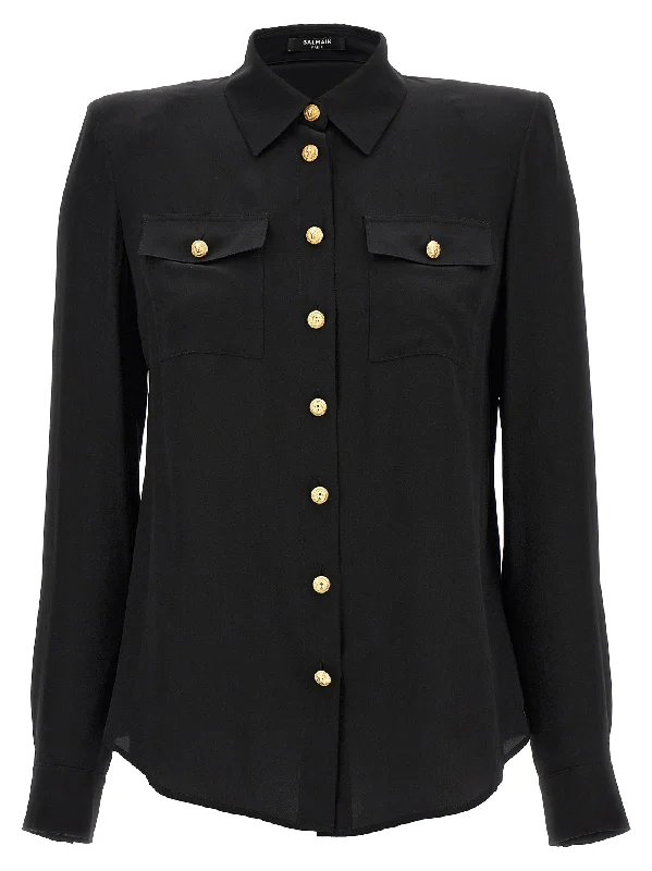 Logo Button Shirt-- Striped Floral Plaid