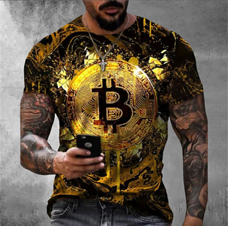 3D Digital Round Neck Short Sleeve T-Shirt-- Embroidered Appliqued Beaded