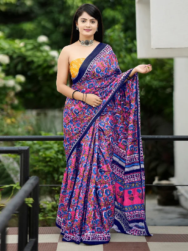 Women's Cotton Yellow Printed Designer Saree With Blouse Piece Chic Square Blouse