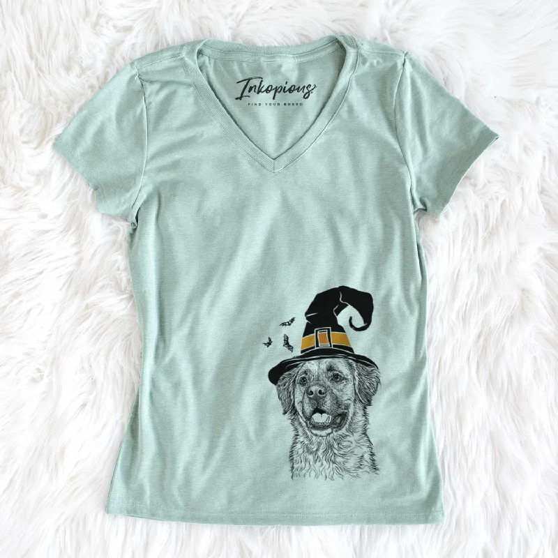 Witch Finn the Mixed Breed - Women's V-neck Shirt-- Fleece Fabric Down Fabric Feather Fabric