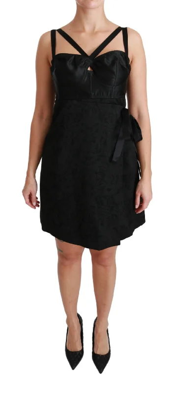 Dolce & Gabbana  Black Silk Corset Wrap Mini Dress Fashionable Party Mini Dress