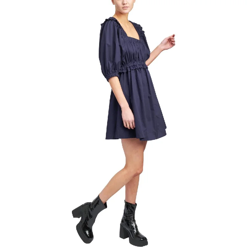 Brigitta Womens Square Neck Puff Sleeve Mini Dress Stylish Summer Mini Dress