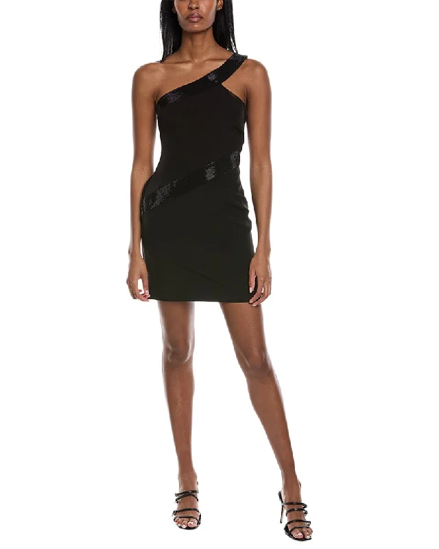 Halston Auriel Mini Dress Stylish Ribbed Mini Dress