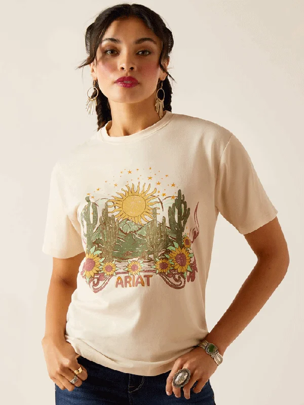 Ariat 10048583 Womens Desert Dreaming T-Shirt Natural-- Front Pockets Side Pockets Patch Pockets