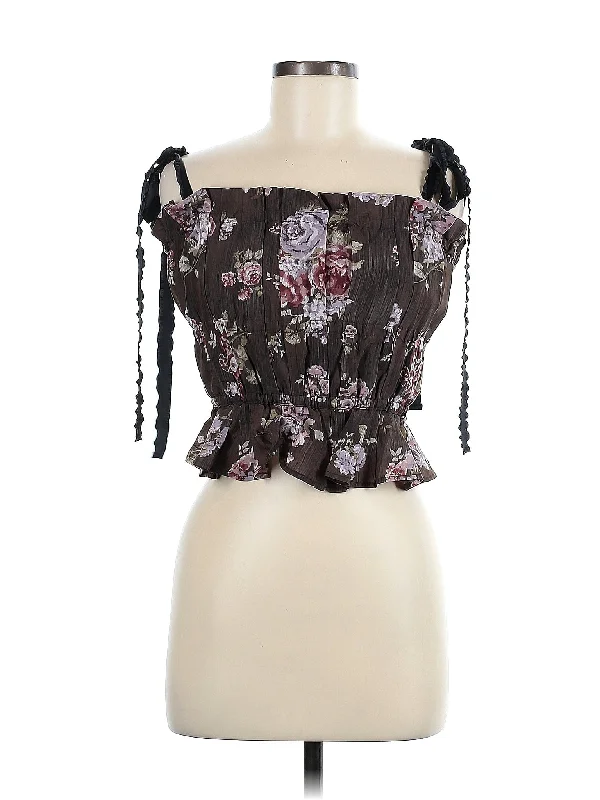 Sleeveless Blouse Silky Draped Blouse