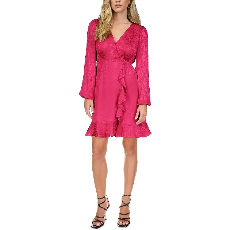 Petites Womens Snake Print Jacquard Mini Dress Stylish Ribbed Mini Dress