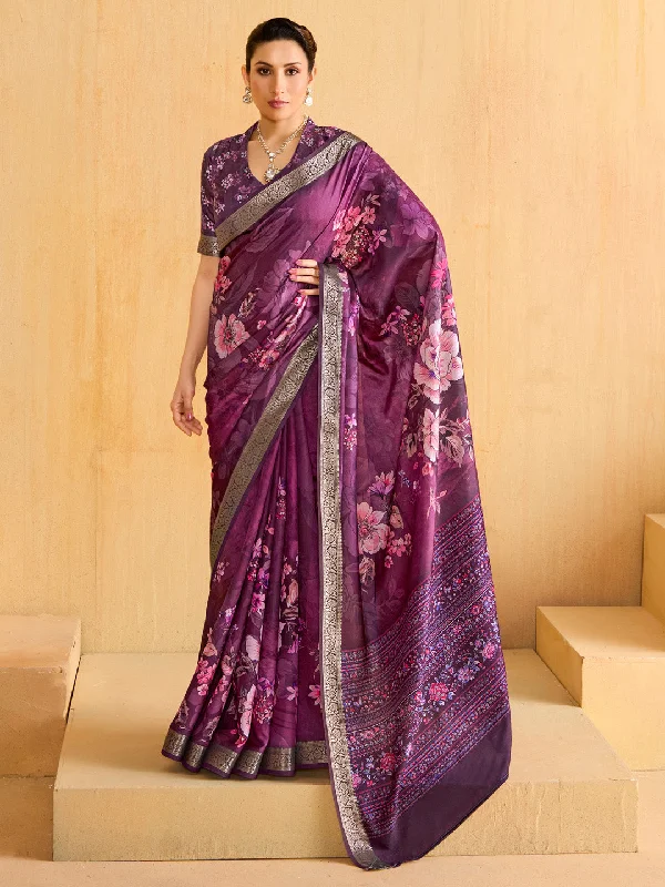Women's Tussar Silk Magenta Woven Design Designer Saree With Blouse Piece Elegant Lace Blouse