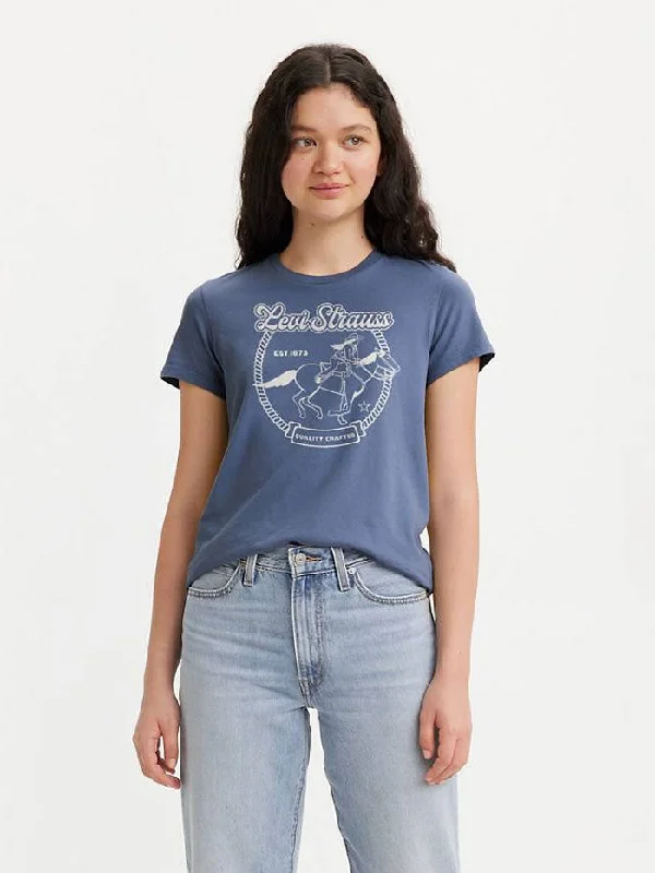 Levis 173692537 Womens Perfect T-Shirt Vintage Indigo Blue-- Cotton Fabric Linen Fabric Terry Fabric