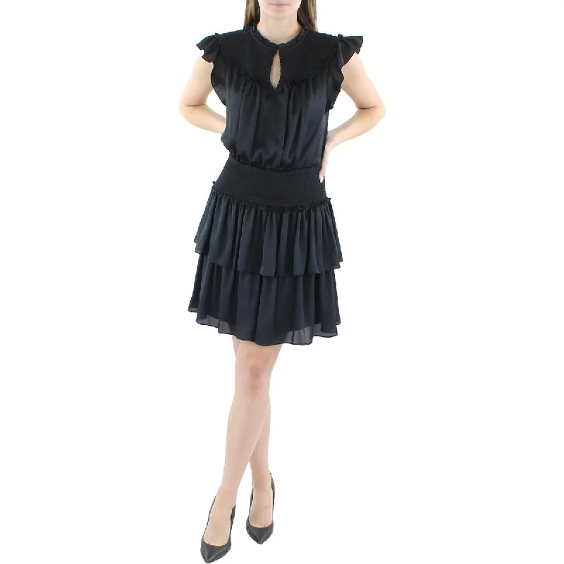 Womens Tiered Ruffle Mini Dress Fashionable Party Mini Dress