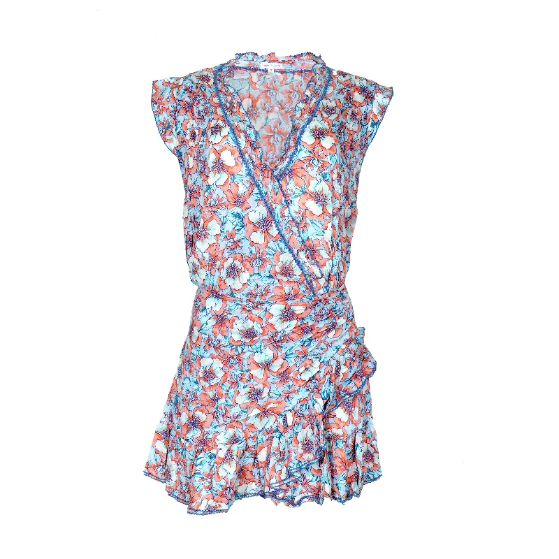 Mini Dress Estelle Aqua Dalia Viscose Casual V-Neck Mini Dress
