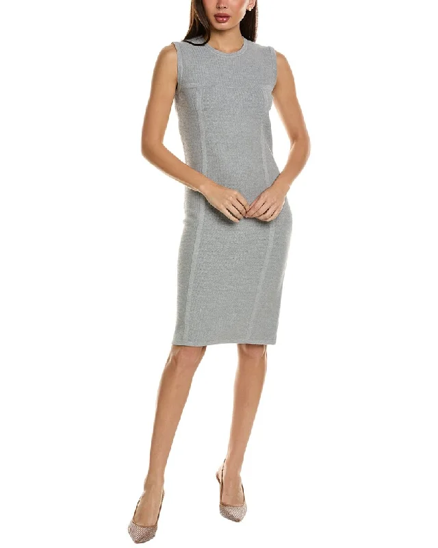 St. John Melange Stretch Pique Knit Mini Dress Classic Striped Mini Dress